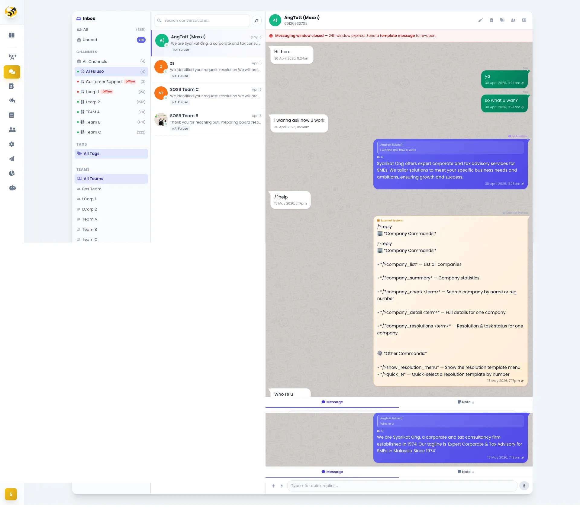 BeeReply AI customer conversation and booking workflow